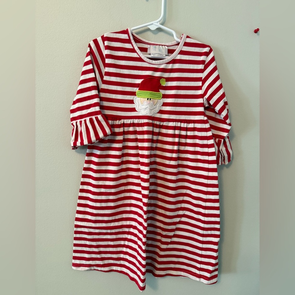 Southern Tots Red and White Striped Santa Dress